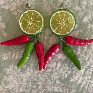Vibrant Lime and Chili Pepper Earrings